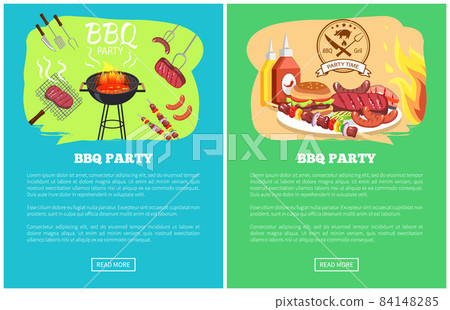 BBQ Party Web Pages Collection Vector Illustration BBQ Party Web Pages Collection Vector Illustration 84148285