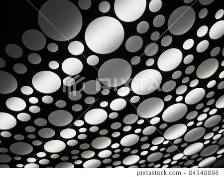 Abstract large and small white and gray circles. Abstract light strips. The theme of UFO and urbanization 84148898