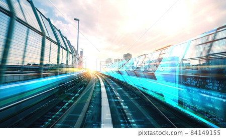 Digital data flow on road in concept of cyber global communication and coding 84149155