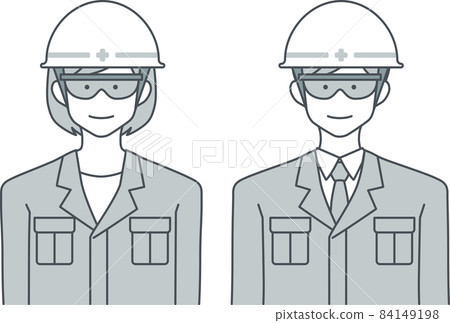 Male and female on-site directors wearing protective glasses with a smile 84149198