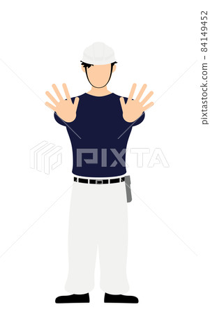 木匠男姿勢，“不！”“禁止！”雙手向前伸出 84149452