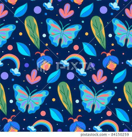 Beautiful Butterfly Vector Seamless Pattern Design - Stock Illustration ...