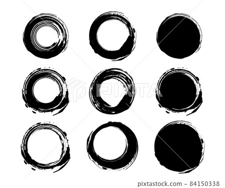 A set of black Japanese-style image circles - Stock Illustration ...