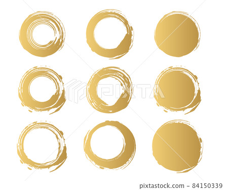 A set of golden Japanese-style circles 84150339