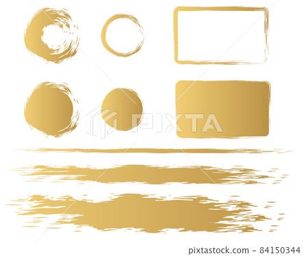 Gold Japanese image circle, square, line material set 84150344