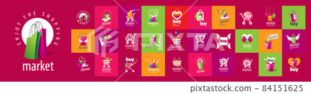 A set of vector Market logos on different colored backgrounds 84151625