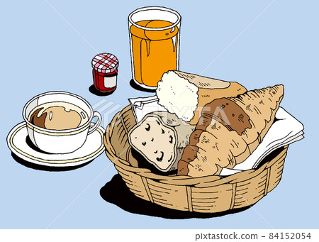 【世界早餐】法式早餐插畫【羊角麵包、牛奶咖啡、橙汁】 【世界早餐】法式早餐插畫【羊角麵包、牛奶咖啡、橙汁】 84152054