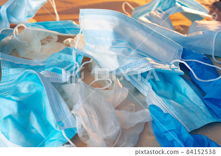 Protective facial mask on the natural outdoors beach background 84152538