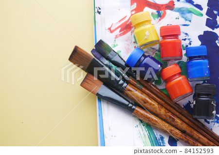 many art brush on a paper with copy space , 84152593