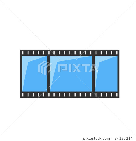 Film ribbon frame icon in blue color. 84153214