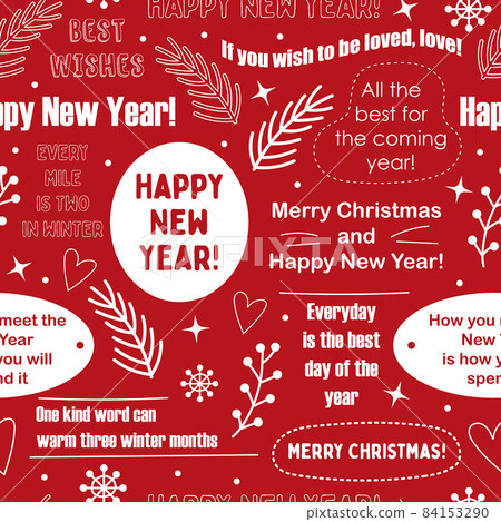 New year and merry christmas vector seamless lettering pattern 84153290