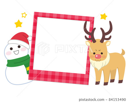 Snowman and red nosed reindeer photo frame Christmas 84153490