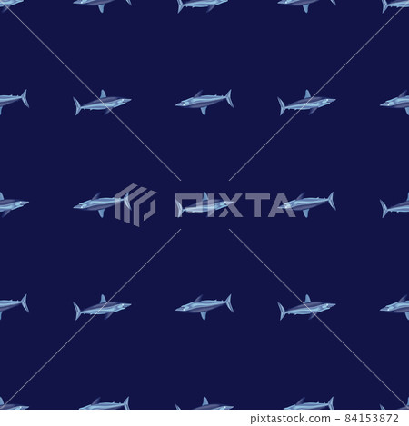 Seamless pattern shark Mako on dark blue background. Animal templates for fabric. Seamless pattern shark Mako on dark blue background. Animal templates for fabric. 84153872