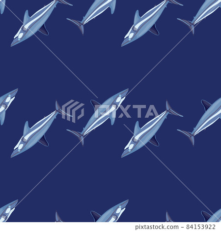 Seamless pattern shark Mako on bright blue background. Animal templates for fabric. 84153922