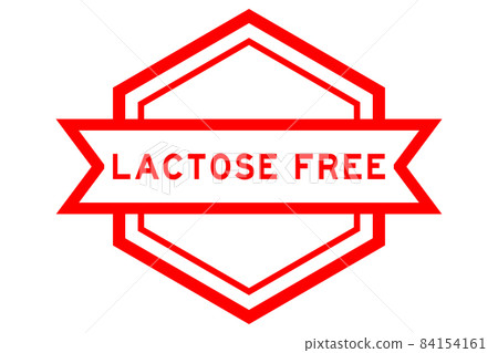 Hexagon vintage label banner in red color with word lactose free on white background Hexagon vintage label banner in red color with word lactose free on white background 84154161