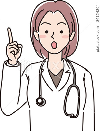 Female doctor_color_raise your index finger 84154204