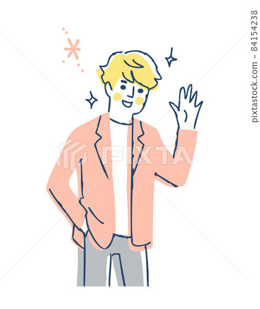 Young man waving with a smile 84154238