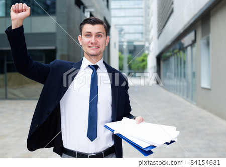 Financial director is happy after successful signing contract 84154681