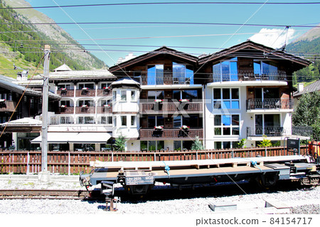Hotel opposite Zermatt station on the Gornergrat railway 84154717