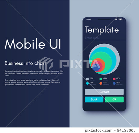 Vector graphics infographics with mobile phone. Template for creating mobile applications, workflow layout, diagram, banner, web design, business reports Vector graphics infographics with mobile phone. Template for creating mobile applications, workflow layout, diagram, banner, web design, business reports 84155003
