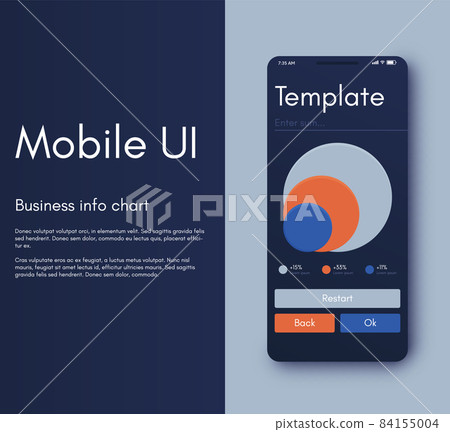 Vector graphics infographics with mobile phone. Template for creating mobile applications, workflow layout, diagram, banner, web design, business reports Vector graphics infographics with mobile phone. Template for creating mobile applications, workflow layout, diagram, banner, web design, business reports 84155004