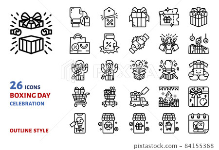 Boxing day sale outline icon vector set illustration 84155368