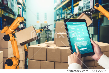 Smart robot arm systems for innovative warehouse and factory digital technology Smart robot arm systems for innovative warehouse and factory digital technology 84155394
