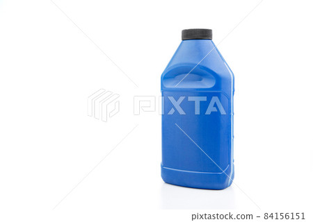 Blue measuring bottle with black lid. Brake fluid. Blue measuring bottle with black lid. Brake fluid. 84156151