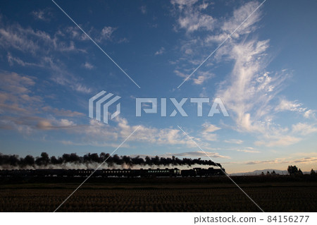 在夕陽下有力奔跑的SL輪廓 84156277