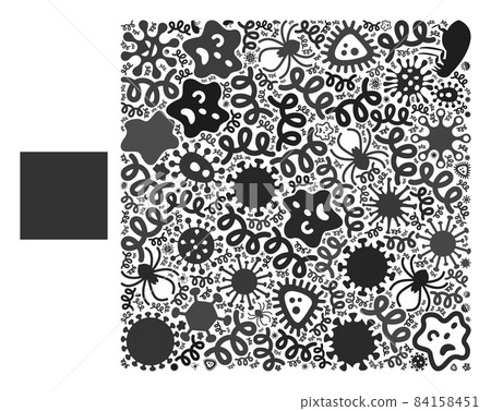 Composition Filled Square Icon of Flu Microbes 84158451