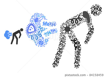 Mosaic Fart Gases Icon of Flu Pathogens 84158459