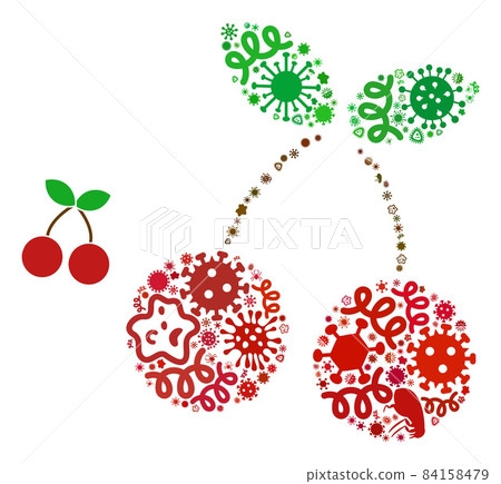 Collage Cherry Icon of Infectious Pathogens 84158479