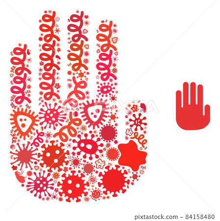 Composition Stop Hand Icon of Infectious Pathogens 84158480
