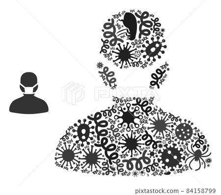 Composition Masked Man Icon of Infectious Microbes Composition Masked Man Icon of Infectious Microbes 84158799