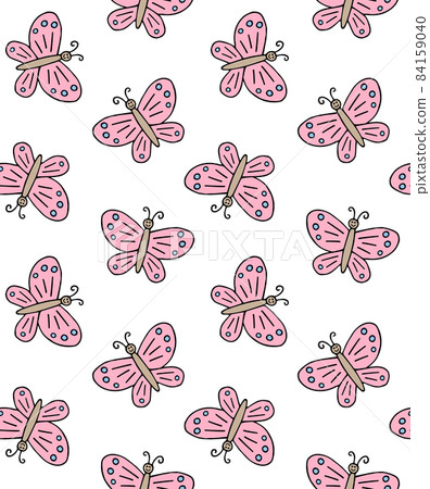 Vector seamless pattern of hand drawn butterfly - Stock Illustration ...