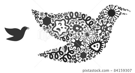 Collage Flying Bird Icon of Infectious Microbes 84159307