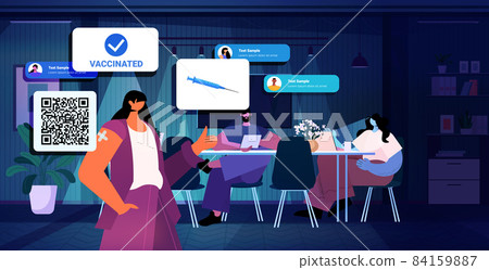vaccinated businesspeople in masks business people after vaccine injection successful covid-19 vaccination concept vaccinated businesspeople in masks business people after vaccine injection successful covid-19 vaccination concept 84159887