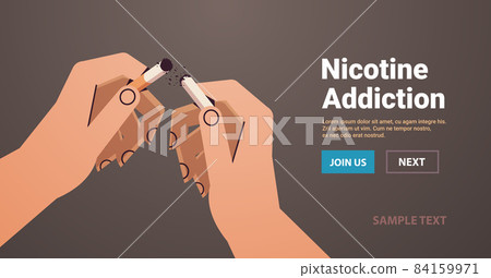 human hands braking cigarette bad habits unhealthy lifestyle nicotine addiction stop smoking 84159971