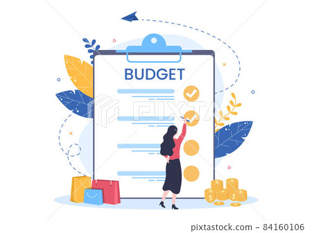 Budget Financial Analyst to Managing or Planning Spending Money at Checklist on Clipboard, Calculator and Calendar Background Vector Illustration 84160106