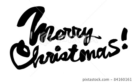 手寫【聖誕快樂】英文草書插畫logo毛筆字素材 84160161