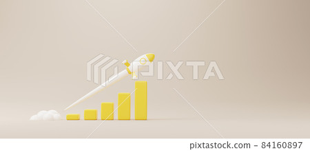 Growthing graph bar with rocket rising moving up Growthing graph bar with rocket rising moving up 84160897