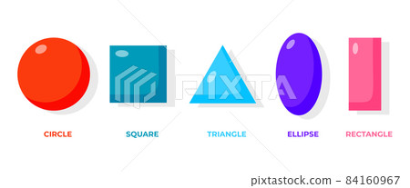 Colorful cartoon geometric figures icon set vector Colorful cartoon geometric figures icon set vector 84160967