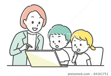 孩子們在教室裡使用電腦 孩子們在教室裡使用電腦 84161751