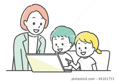 Children using a computer in the classroom 84161753