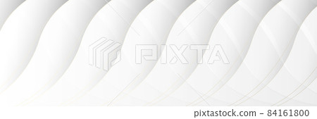 Abstract white and grey wavy shape with golden lines background. Vector illustration 84161800