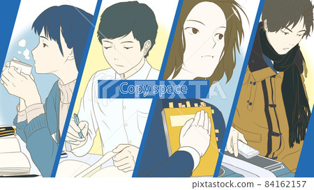 Student's gestures and life for the exam_4 people set_Uramaru Ali 84162157