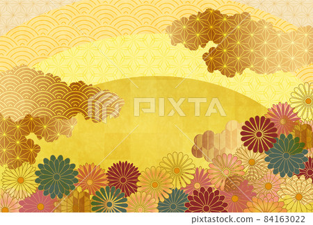 Japanese pattern chrysanthemum New Year's card background Japanese pattern chrysanthemum New Year's card background 84163022