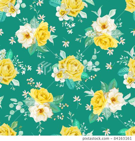 Seamless summer pattern with roses - Stock Illustration [84163161] - PIXTA
