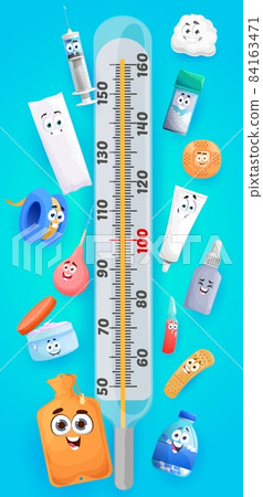 Cartoon medication, pills and drugs characters. Kids height chart, growth meter with cute clyster, patch, syringe and thermometer measurement scale. Cartoon vector wall sticker for baby height measure Cartoon medication, pills and drugs characters. Kids height chart, growth meter with cute clyster, patch, syringe and thermometer measurement scale. Cartoon vector wall sticker for baby height measure 84163471