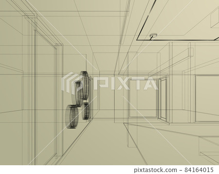 3d rendering of building corridor 84164015